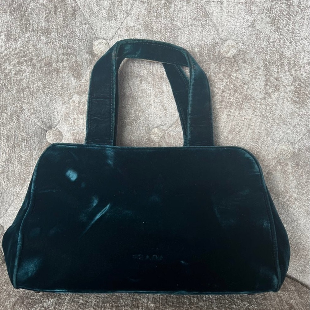 Prada Blue and Green Shoulder Bag with Structured Design